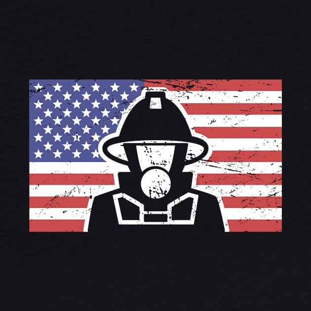 Patriotic American Flag & Fireman by MeatMan